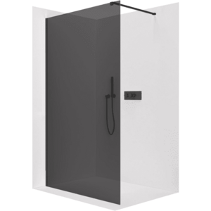 CERANO Sprchová zástěna Walk-in Onyx Cube L/P 10 mm hranatá vzpěra černá matná, grafitové sklo 120x200 CER-8050BD8366 obraz