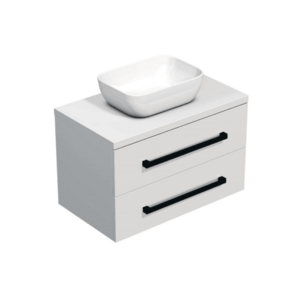 Koupelnová skříňka s černou úchytkou a krycí deskou SAT Cube Way 80x47, 5x46 cm bílá lesk CUBE46C803BI45 CUBE46C803BI45 obraz