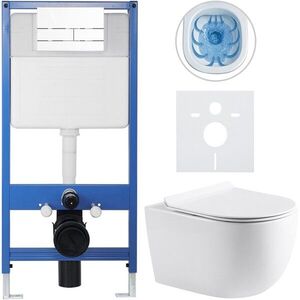 CERANO Kompletní WC set Profi/Felci bílá lesklá WC tlačítko Line/Bílá předstěnová instalace 52, 5x36 CER-8050BD84323 obraz