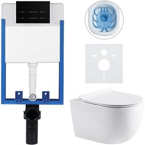CERANO Kompletní WC set Profi/Felci bílá lesklá WC tlačítko Line/Černá lesklá pro zazdění 52, 5x36 CER-8050BD84324 obraz