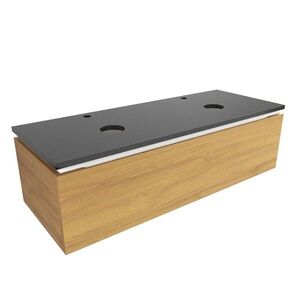 Koupelnová skříňka s žulovou krycí deskou SAT Feel 120x30x46 cm medový dub mat SATFEEL120DMZ SATFEEL120DMZ obraz