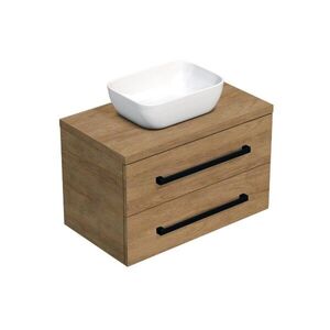 Koupelnová skříňka s černou úchytkou a krycí deskou SAT Cube Way 80x47, 5x46 cm dub Hickory mat CUBE46C803DH45 CUBE46C803DH45 obraz