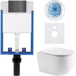 CERANO Kompletní WC set Profi/Felci bílá lesklá WC tlačítko Line/Nerez pro zazdění 52, 5x36 CER-8050BD84327 obraz