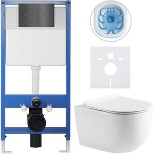 CERANO Kompletní WC set Profi/Felci bílá lesklá WC tlačítko Line/Tmavě šedá předstěnová instalace 52, 5x36 CER-8050BD84329 obraz