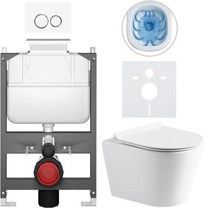 CERANO Kompletní WC set Basic/Carlito bílá lesklá WC tlačítko Dualo/Bílá ovládání shora předstěnová instalace 48, 5x36, 5 CER-8050BD86015 obraz