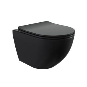 Wc s prkénkem softclose závěsné vírové SAT Fusion černá mat zadní odpad SATFUS010RTORPBKM SATFUS010RTORPBKM obraz