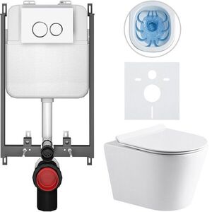 CERANO Kompletní WC set Basic/Carlito bílá lesklá WC tlačítko Dualo/Bílá pro zazdění 48, 5x36, 5 CER-8050BD86016 obraz