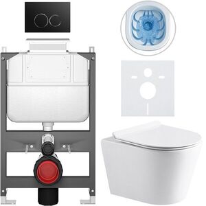 CERANO Kompletní WC set Basic/Carlito bílá lesklá WC tlačítko Dualo/Černá ovládání shora předstěnová instalace 48, 5x36, 5 CER-8050BD86020 obraz
