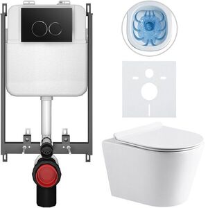 CERANO Kompletní WC set Basic/Carlito bílá lesklá WC tlačítko Dualo/Černá pro zazdění 48, 5x36, 5 CER-8050BD86021 obraz