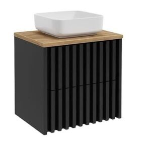 Koupelnová skříňka s dubovou krycí deskou SAT Delano 60x56x45 cm černá DELANO60ZCDE DELANO60ZCDE obraz