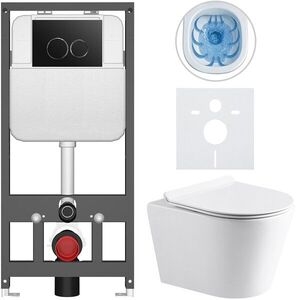 CERANO Kompletní WC set Basic/Carlito bílá lesklá WC tlačítko Dualo/Černá závěsné předstěnová instalace 48, 5x36, 5 CER-8050BD86023 obraz