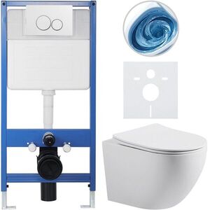 CERANO Kompletní WC set Profi/Cesso bílá matná WC tlačítko Duo/Bílá předstěnová instalace 49x36 CER-8050BD84341 obraz