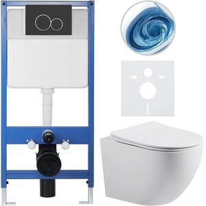 CERANO Kompletní WC set Profi/Cesso bílá matná WC tlačítko Duo/Černá matná předstěnová instalace 49x36 CER-8050BD84343 obraz