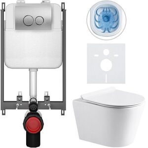 CERANO Kompletní WC set Basic/Carlito bílá lesklá WC tlačítko Dualo/Stříbrná pro zazdění 48, 5x36, 5 CER-8050BD86026 obraz