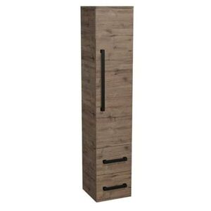 Koupelnová skříňka vysoká s černou úchytkou SAT Cube Way 35x163x33 cm dub Wellington mat CUBE3CV35DW CUBE3CV35DW obraz