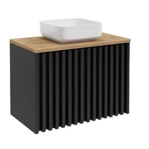 Koupelnová skříňka s dubovou krycí deskou SAT Delano 80x56x45 cm černá DELANO80ZCDE DELANO80ZCDE obraz