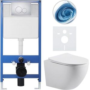 CERANO Kompletní WC set Profi/Cesso bílá matná WC tlačítko Duo/Chrom předstěnová instalace 49x36 CER-8050BD84345 obraz