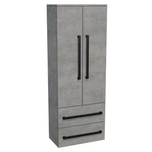 Koupelnová skříňka vysoká s černou úchytkou SAT Cube Way 60x163x33 cm beton mat CUBE3CV60BE CUBE3CV60BE obraz