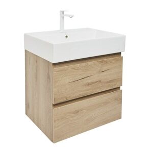 Koupelnová skříňka 2 zásuvková s umyvadlem SAT B-Way 59x50x45 cm dub mat BWAY260OAKU2BBI BWAY260OAKU2BBI obraz