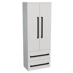 Koupelnová skříňka vysoká s černou úchytkou SAT Cube Way 60x163x33 cm bílá lesk lesk/mat CUBE3CV60BL CUBE3CV60BL obraz