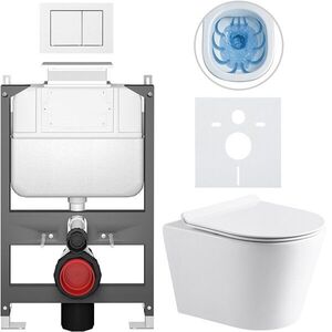 CERANO Kompletní WC set Basic/Carlito bílá lesklá WC tlačítko Maxio/Bílá ovládání shora předstěnová instalace 48, 5x36, 5 CER-8050BD86030 obraz
