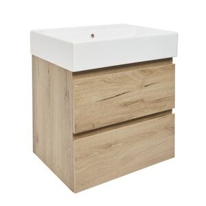 Koupelnová skříňka 2 zásuvková s umyvadlem SAT B-Way 59x50x45 cm dub mat BWAY260OAKU2BI BWAY260OAKU2BI obraz