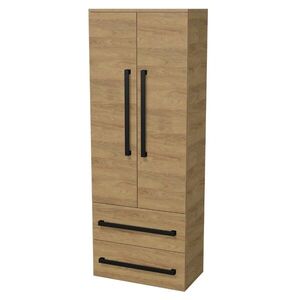 Koupelnová skříňka s černou úchytkou SAT Cube Way 60x163x33 cm dub Hickory mat CUBE3CV60DH CUBE3CV60DH obraz