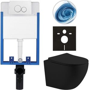 CERANO Kompletní WC set Profi/Cesso černá matná WC tlačítko Duo/Bílá pro zazdění 49x36 CER-8050BD84348 obraz