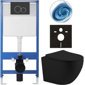 CERANO Kompletní WC set Profi/Cesso černá matná WC tlačítko Duo/Černá matná předstěnová instalace 49x36 CER-8050BD84351 obraz