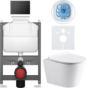 CERANO Kompletní WC set Basic/Carlito bílá lesklá WC tlačítko Maxio/Černá ovládání shora předstěnová instalace 48, 5x36, 5 CER-8050BD86035 obraz