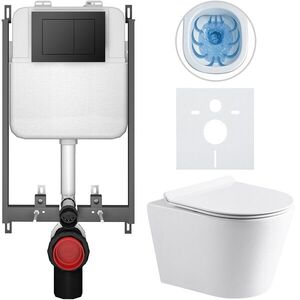 CERANO Kompletní WC set Basic/Carlito bílá lesklá WC tlačítko Maxio/Černá pro zazdění 48, 5x36, 5 CER-8050BD86036 obraz