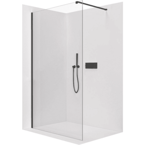 CERANO Sprchová zástěna Walk-in Onyx Cube L/P 10 mm hranatá vzpěra černá matná, transparentní sklo 150x200 CER-8050BD8393 obraz