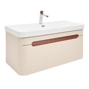 Koupelnová skříňka s umyvadlem a baterií SAT Fusion 97, 5x43x45 cm pískově béžová mat SATFUSION100BEUBA SATFUSION100BEUBA obraz