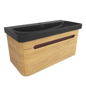 Koupelnová skříňka s umyvadlem SAT Fusion 97, 5x43x45 cm dub medový mat SATFUSION100DMBKM SATFUSION100DMBKM obraz