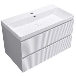 CERANO Koupelnová skříňka Carole bílá matná rýhovaná + keramické umyvadlo Viano bílá lesklá 100, 9x53x46, 4 CER-951928 obraz