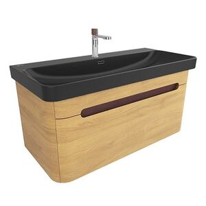 Koupelnová skříňka s umyvadlem SAT Fusion 97, 5x43x45 cm dub medový mat SATFUSION100DMBKMB SATFUSION100DMBKMB obraz
