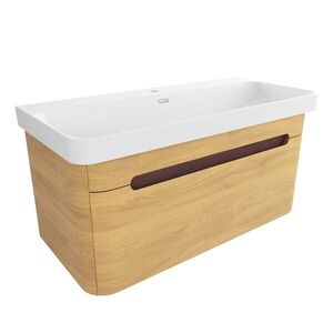 Koupelnová skříňka s umyvadlem SAT Fusion 97, 5x43x45 cm dub medový mat SATFUSION100DMMW SATFUSION100DMMW obraz