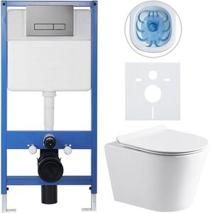 CERANO Kompletní WC set Profi/Carlito bílá lesklá WC tlačítko Slim/Tmavě šedá předstěnová instalace 48, 5x36, 5 CER-960217 obraz