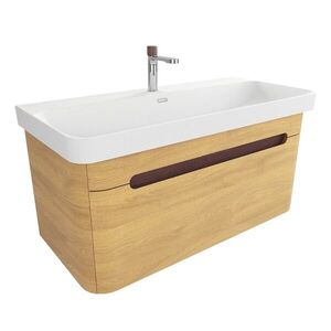 Koupelnová skříňka s umyvadlem SAT Fusion 97, 5x43x45 cm dub medový mat SATFUSION100DMMWBA SATFUSION100DMMWBA obraz