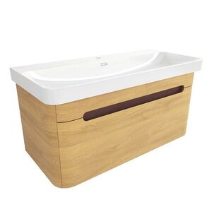Koupelnová skříňka s umyvadlem SAT Fusion 97, 5x43x45 cm dub medový mat SATFUSION100DMU SATFUSION100DMU obraz
