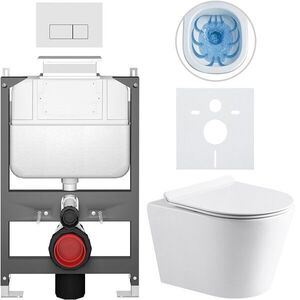 CERANO Kompletní WC set Basic/Carlito bílá lesklá WC tlačítko Modulo/Bílá ovládání shora předstěnová instalace 48, 5x36, 5 CER-8050BD86045 obraz