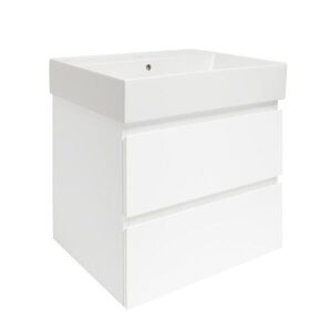 Koupelnová skříňka s keramickým umyvadlem SAT B-Way 59x50x45 cm bílý lesk BWAY260WU2BI BWAY260WU2BI obraz