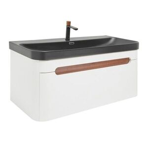 Koupelnová skříňka s umyvadlem a baterií SAT Fusion 97, 5x43x45 cm bílá matná mat SATFUSION100WBKMBA SATFUSION100WBKMBA obraz