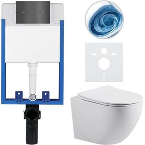 CERANO Kompletní WC set Profi/Cesso bílá lesklá WC tlačítko Line tmavě šedá pro zazdění 49x36 CER-8050BD84364 obraz