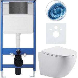 CERANO Kompletní WC set Profi/Cesso bílá lesklá WC tlačítko Line. tmavě šedá předstěnová instalace 49x36 CER-8050BD84365 obraz
