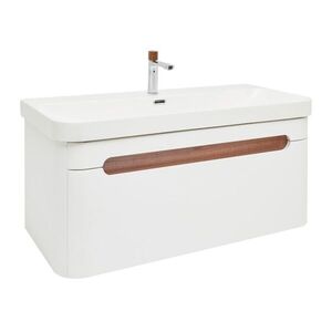 Koupelnová skříňka s umyvadlem a baterií SAT Fusion 97, 5x43x45 cm bílá matná mat SATFUSION100WMWBA SATFUSION100WMWBA obraz