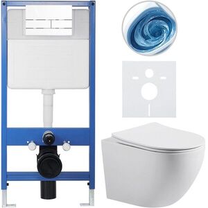 CERANO Kompletní WC set Profi/Cesso bílá matná WC tlačítko Line/Bílá předstěnová instalace 49x36 CER-8050BD84367 obraz