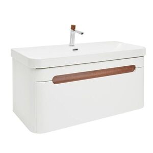Koupelnová skříňka s umyvadlem a baterií SAT Fusion 97, 5x43x45 cm bílá matná mat SATFUSION100WUBA SATFUSION100WUBA obraz