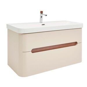 Koupelnová skříňka s umyvadlem a baterií SAT Fusion 97, 5x53x45 cm pískově béžová mat SATFUSION2100BEMWBA SATFUSION2100BEMWB obraz