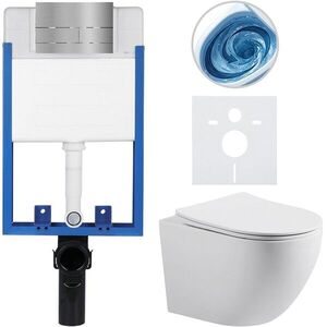 CERANO Kompletní WC set Profi/Cesso bílá matná WC tlačítko Line/Nerez pro zazdění 49x36 CER-8050BD84370 obraz